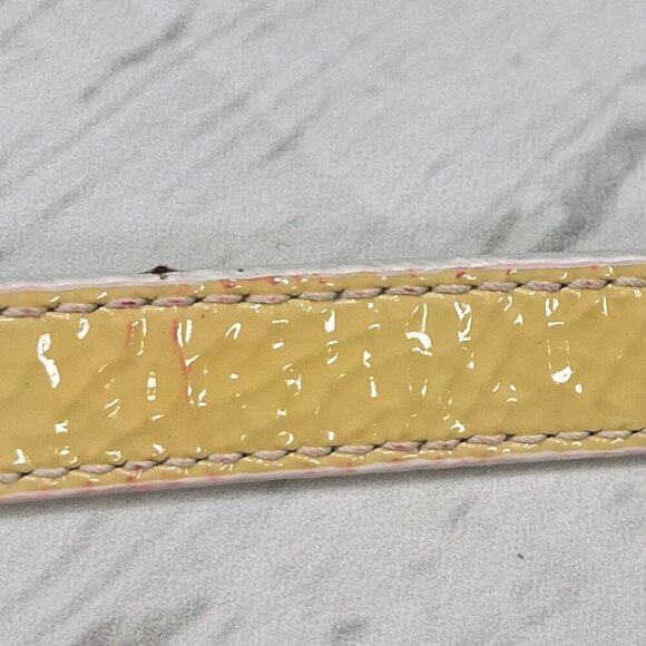 Prada Pale Yellow/White 5/8" Patent Leather Crossbody Strap, Sz: 44" - 48" long - Picture 6 of 7